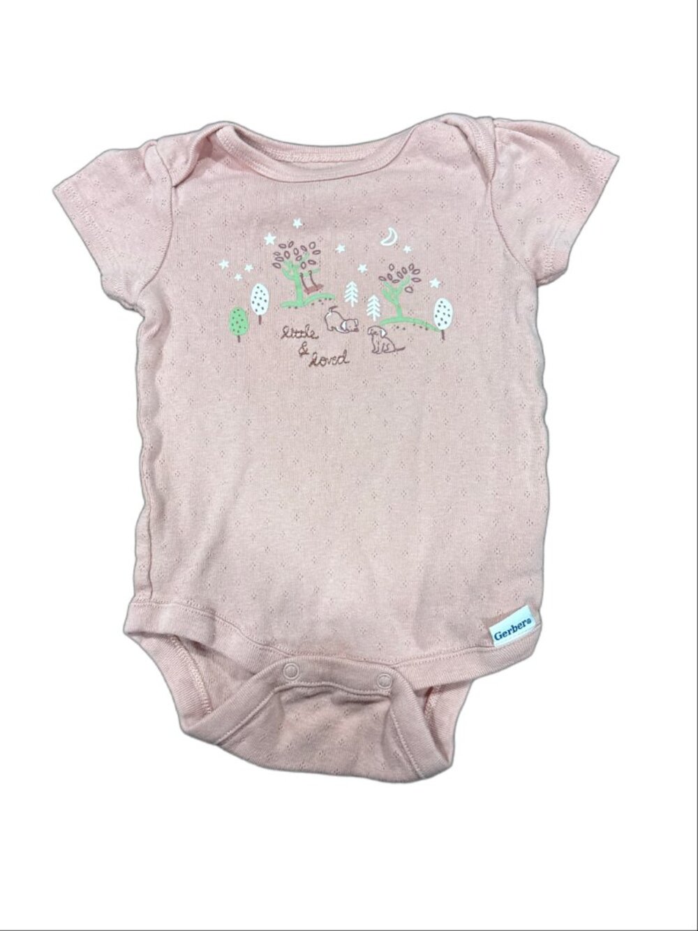 Gerber Onesies Baby Girls "Little & Loved" Pointelle Bodysuit (Light Pink)